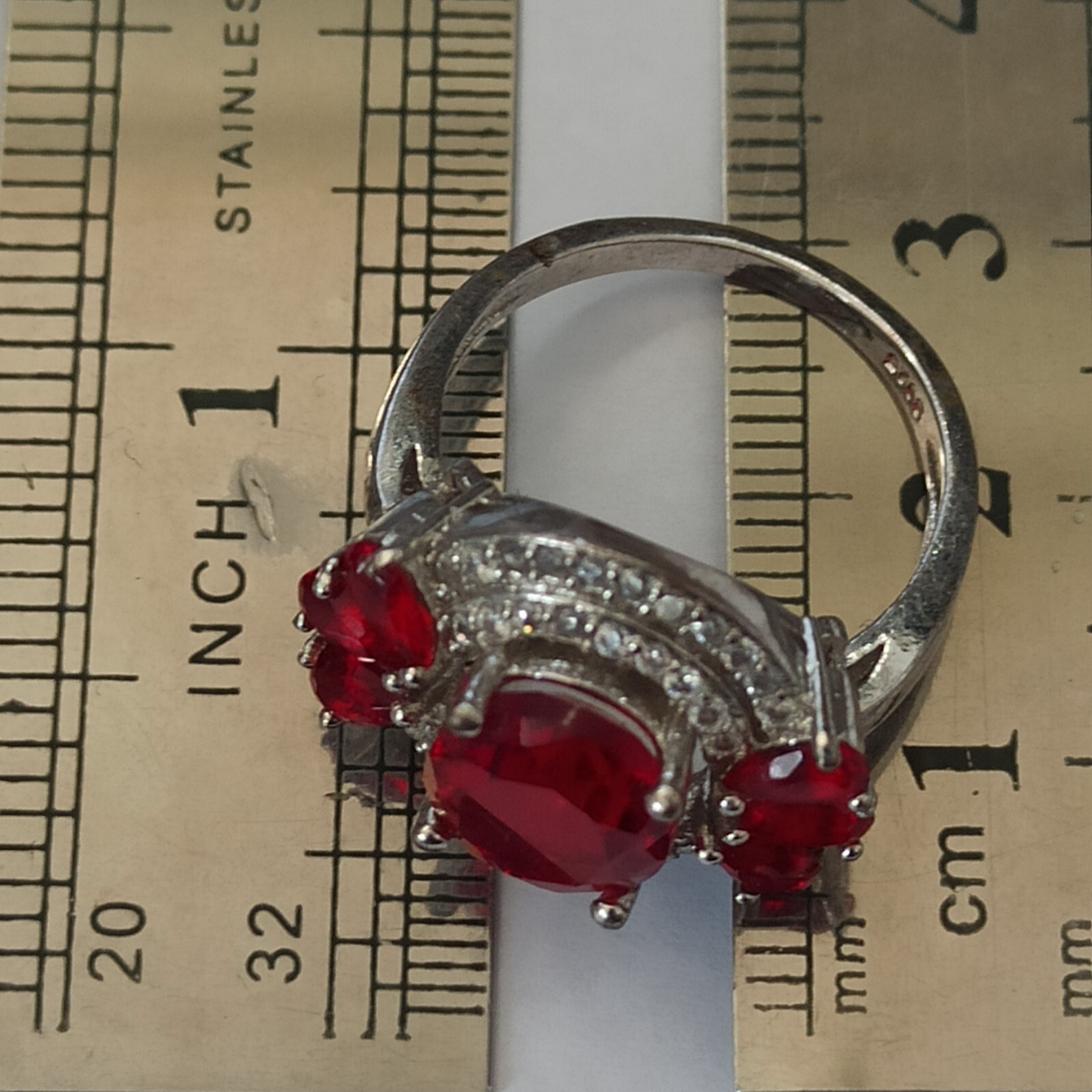 Ruby Red Silver Ring Zirconia Prong Statement Sig… - image 8