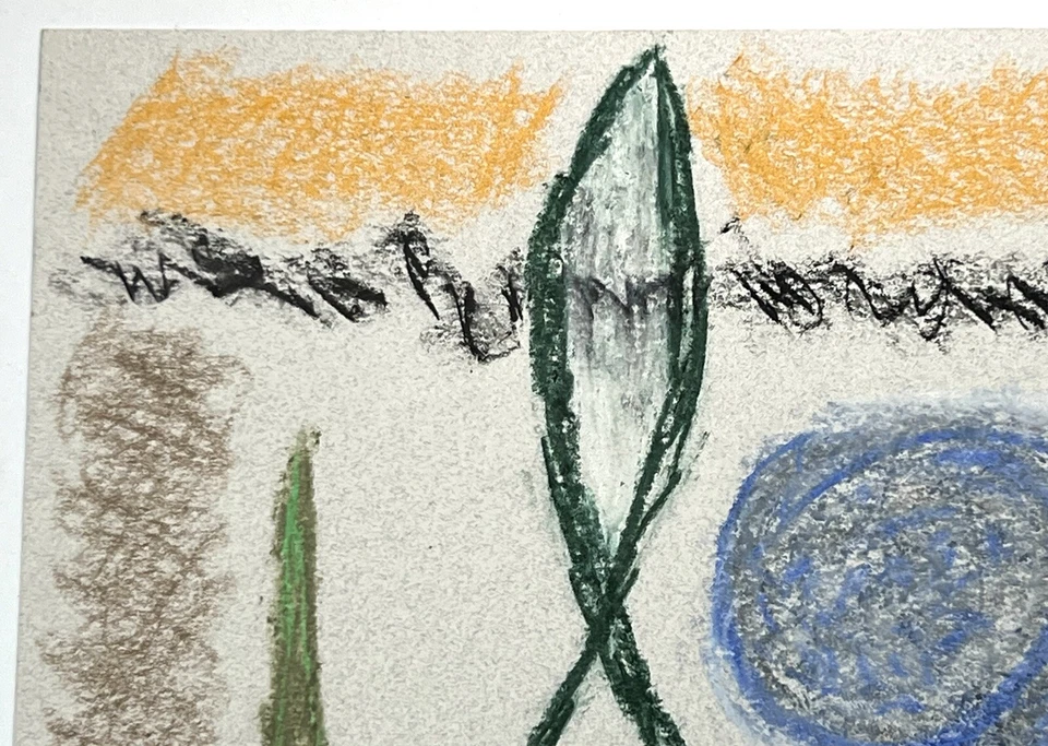 "Forma y figuras abstractas de peces ojos pastel dibujo bellas artes 8x11"" único cuadrículo" Foto 3 de 4