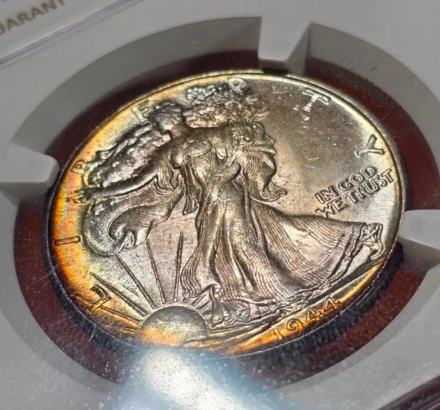 1944 Walking Liberty Half Dollar NGC MS65 Rainbow Toned Nice PQ Coin - Image 4 of 4