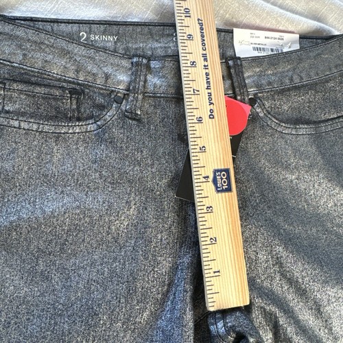 ANA Women’s Size 2 Skinny Mid Rise Lightweight Pant Silver Metallic Color NWT - Picture 10 of 13