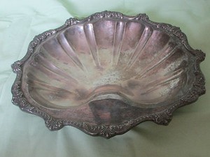 Clam Shell Serving Platter Silverplate Poole Old English Large Footed Bowl Tray