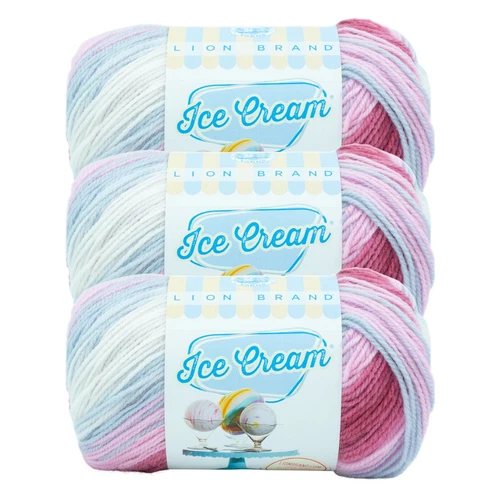 (3 Pack) Lion Brand Yarn 923-228E Ice Cream Baby Yarn, Cherries Jubilee - product listing photo