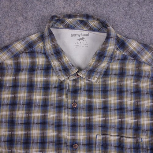 Horny Toad Button Up Shirt Large Multicolor Plaid Organic Cotton Casual Mens - Picture 2 of 8