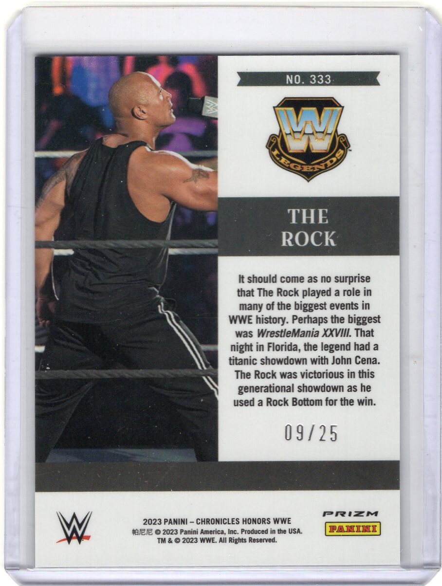 The Rock Dwayne Johnson 2023 Chronicles Honors WWE Black Mojo Prizm 9/25 view 2