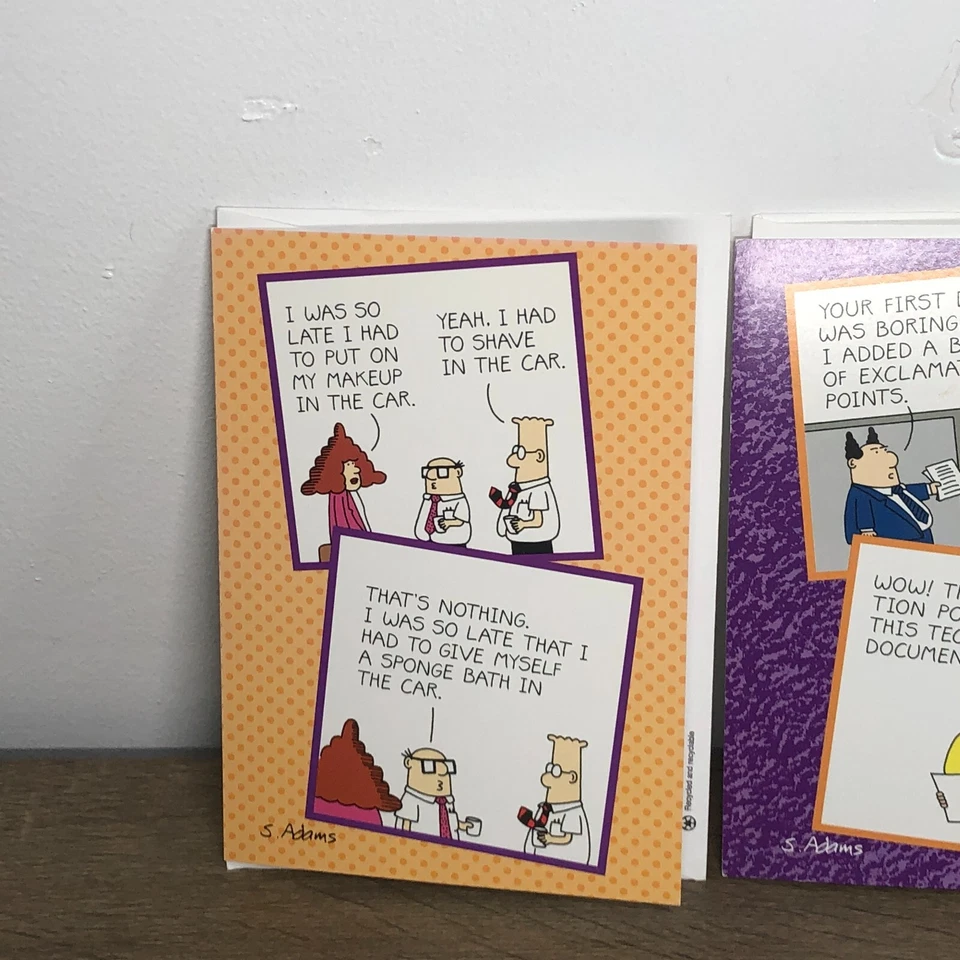 Lote de tarjetas de felicitación vintage Dilbert feliz cumpleaños 1990 sin usar con sobres 2 Foto 2 de 4