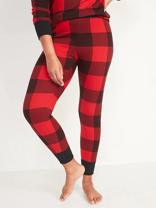 NWT Old Navy Red Buffalo Plaid Thermal Knit Pajama Pants Sleep Leggings  Women