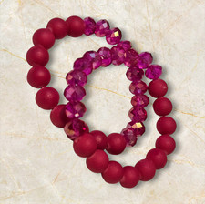 Vibrant Pink Beaded Bracelet Set