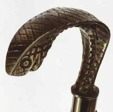 Vintage Solid Brass Snake Head Handle Wooden Walking Stick Cane Only Handle Gift