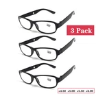 3 Pack High Power Reading Glasses +450 500 550 600 Strength Plastic Metal Frame