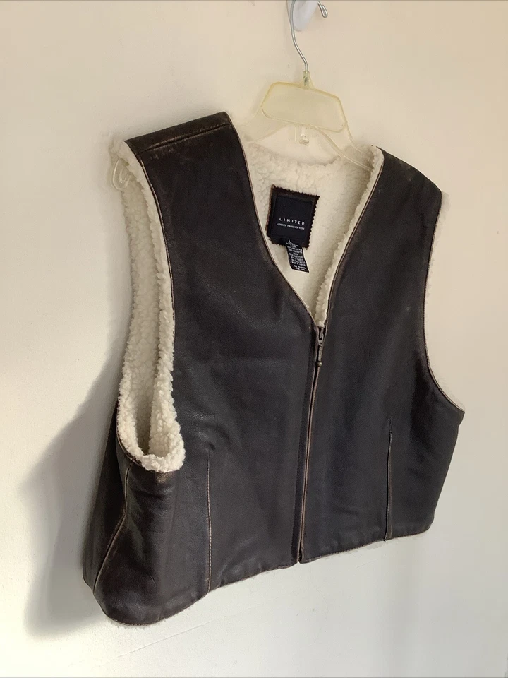 Chaleco Vaquera Western Vintage Limitado L Cuero Real Imitación Esterlina Cremallera Corta  Foto 2 de 4