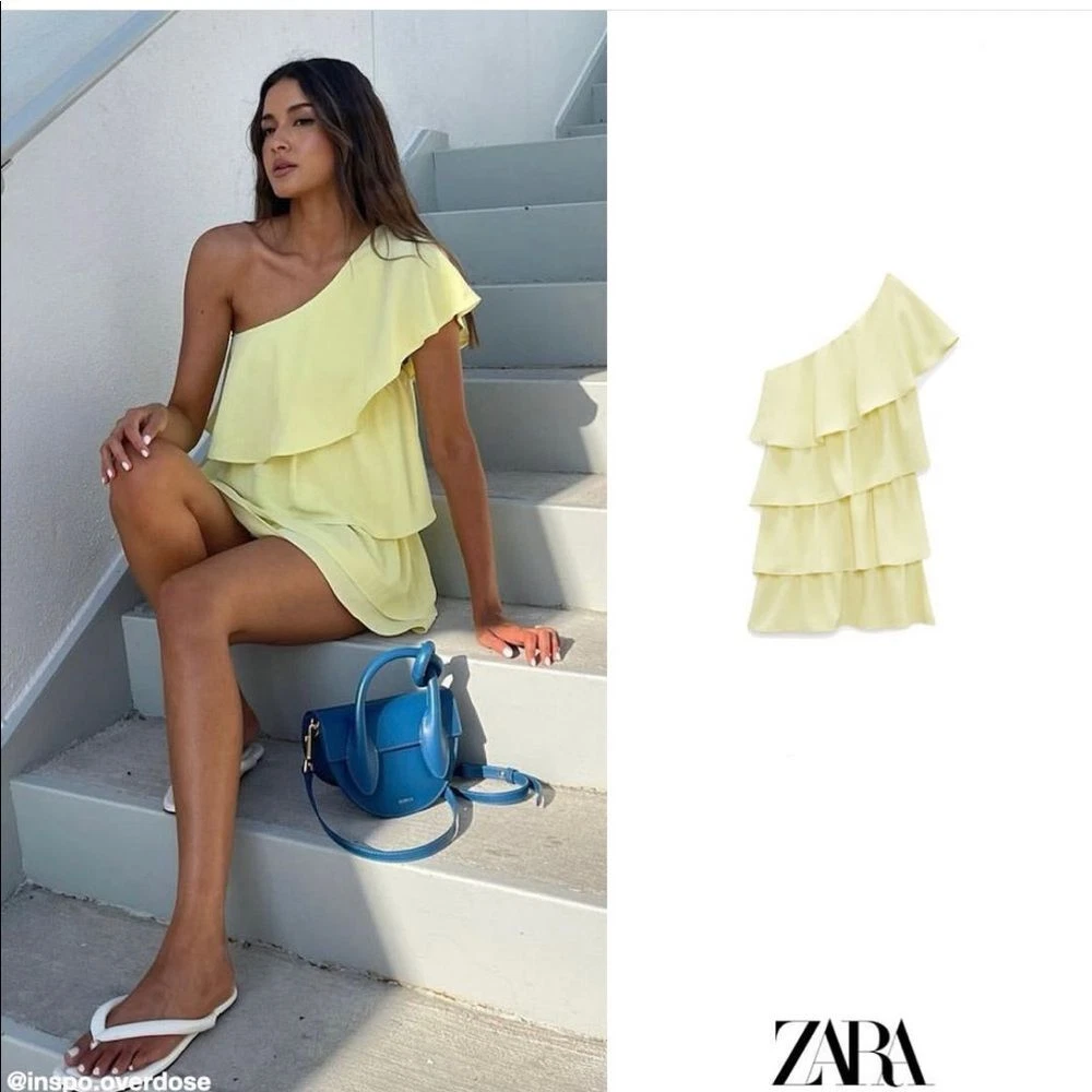 Zara one top shoulder ruffle dress