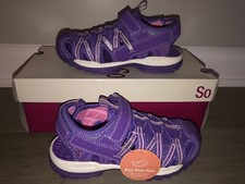 NEW SO Girls Youth size 1 3 Purple Flexible Outsole Closed Toe Sandals Shoes