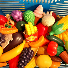 Vintage Toy Food Fruits Vegetables Pretend Plastic Shaped Veggies 66 Assorted