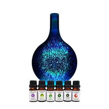 Ingeniuso Essential Oil Diffuser Glass 3D w 6 Changing Colors + 6 Essential Oils