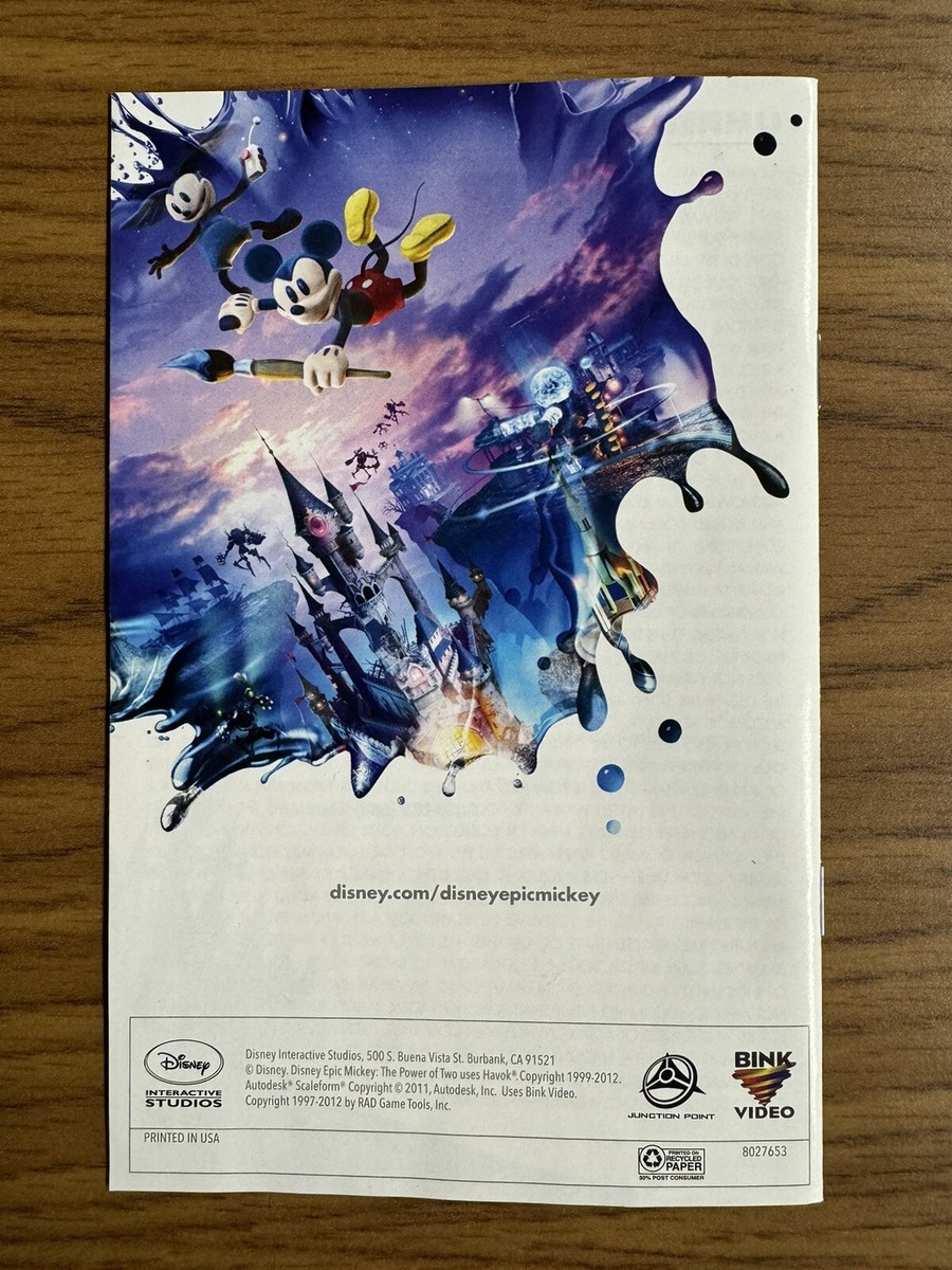 Disney Epic Mickey + Epic Mickey 2 (Nintendo Wii, 2010) Complete