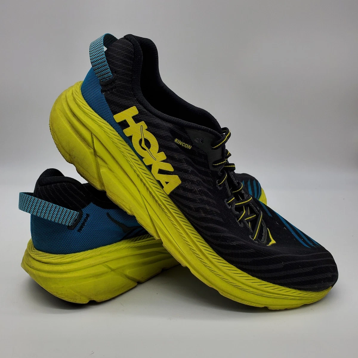 Hoka One One Mens Rincon 1102874 Black Citrus Running Shoes Size 13 Blue