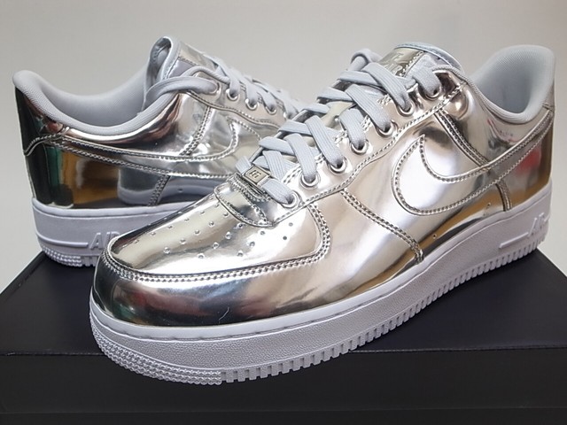 nike air force 1 sp w chrome silver & white