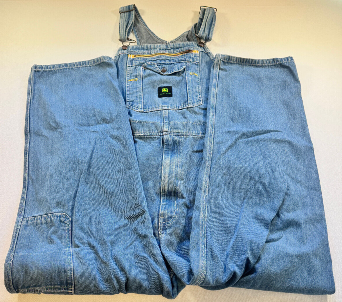John Deere Mens 42 x 30 Denim Jean Bib Overalls Carpenter Loop