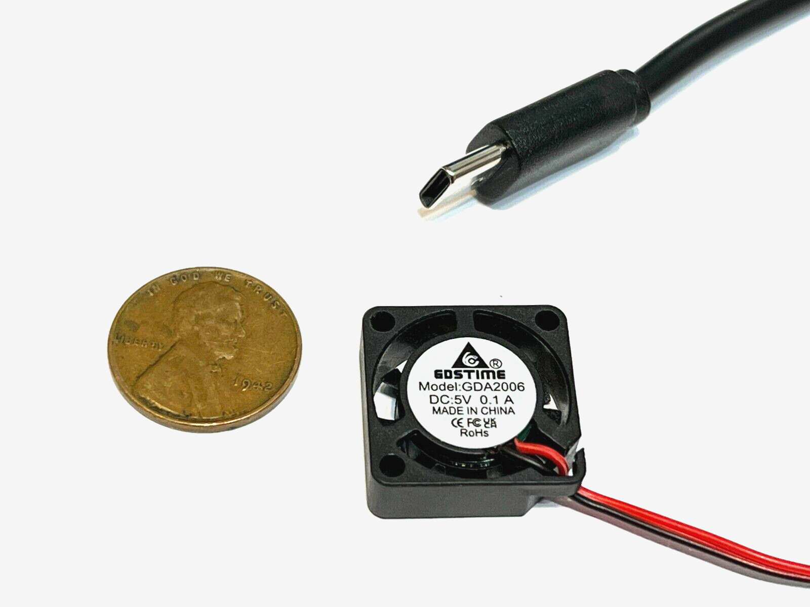 2 X USB Type C 2006 micro Small 5V DC Cooling Fan 20mm 6mm Mini 2cm usb C E36