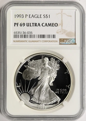 1993-P $1 Proof American Silver Eagle NGC PF69UCAM