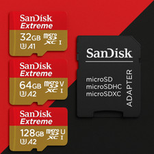 SanDisk Micro SD Extreme Memory Cards 32GB 64GB 128GB with SanDisk Adapter