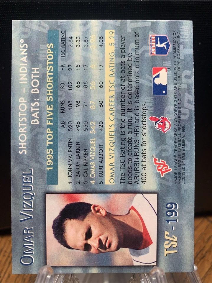 1996 Stadium Club Baseball Card #199 Omar Vizquel TSC SP - Image 2 of 2