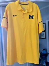 Michigan Wolverines Nike Dri Fit Polo/Golf Yellow Shirt - Men's XL