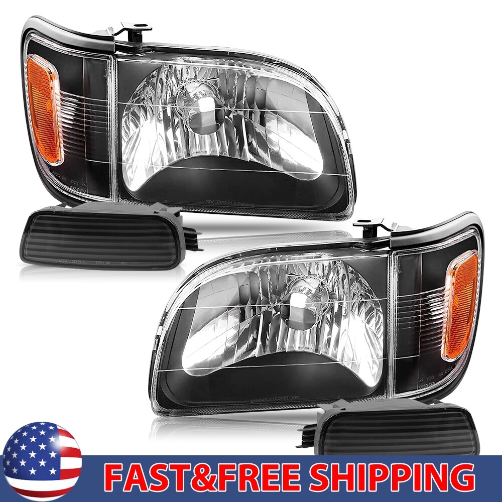 Pair for 2001-2004 Toyota Tacoma Clear Lens Halogen Headlights + Signal Lights