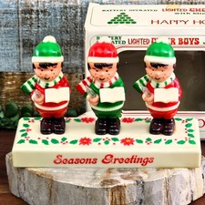 VTG Christmas Choir Boys Lighted Blinking Action Seasons Greetings Mistle Toe
