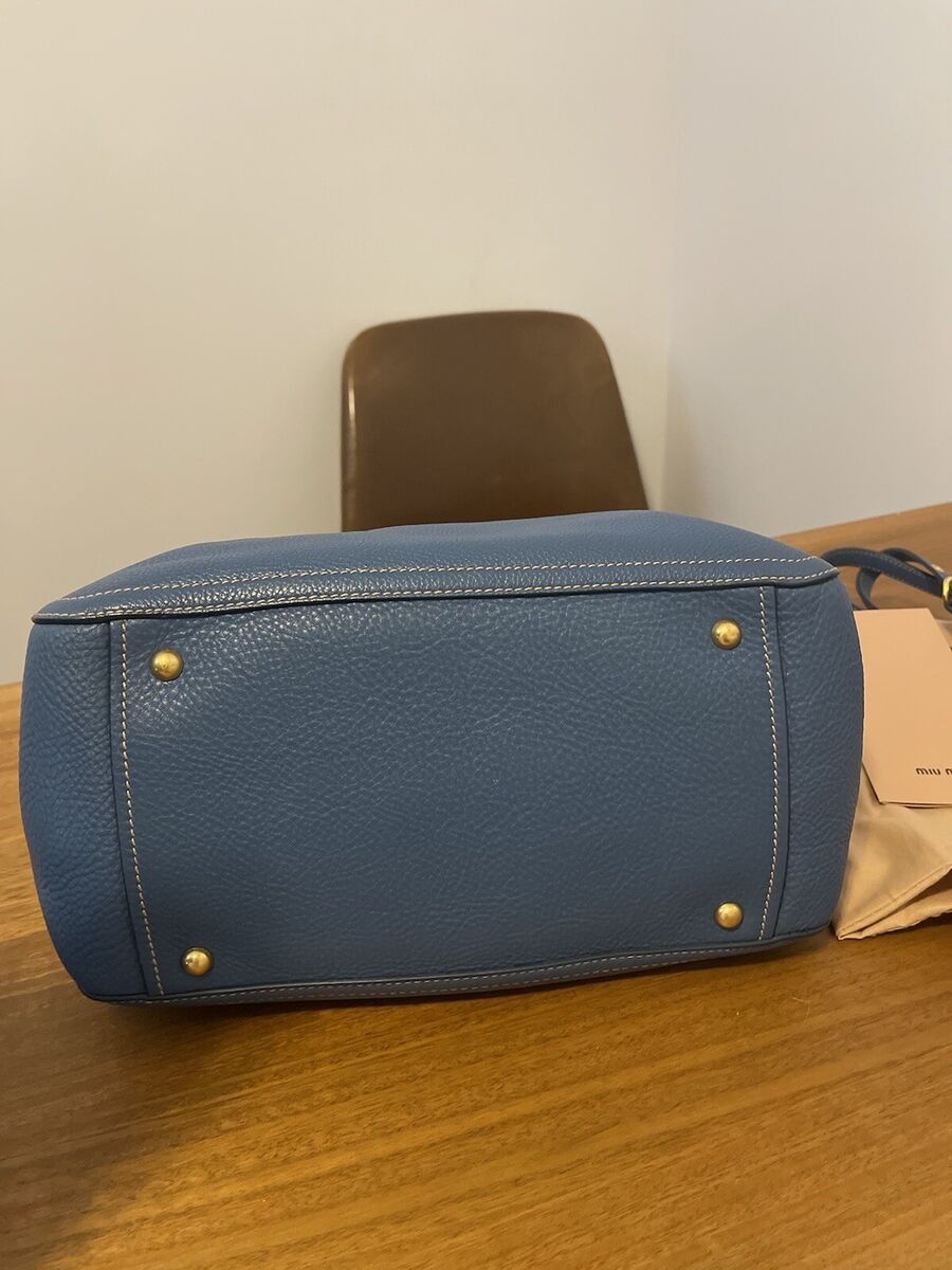 Miu Miu Vitello Caribu Leather Cross Body Handbag with Gold Miu Miu Vitello Caribu Leather Cross Body Handbag with Gold