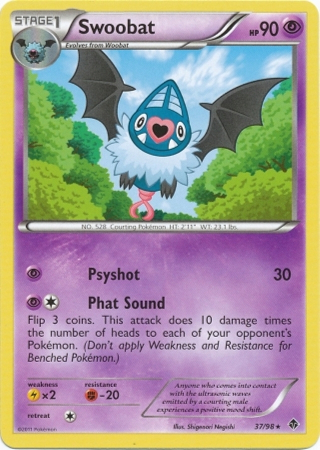 Swoobat 37/98 B&W Emerging Powers RARE MINT! Pokemon
