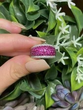 Engagement Eternity Ring 925 Sterling Silver 2.26Ct Round Lab-Created Ruby