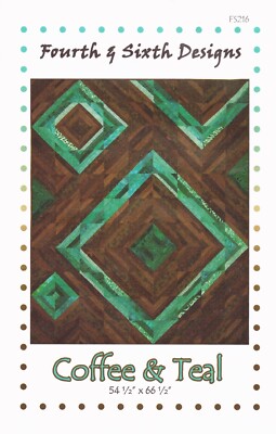 Fourth & Sixth Designs ~ COFFEE & TEAL ~ Size:  54 1/2 x 66 1/2'' ~ Pieced ~ 2006