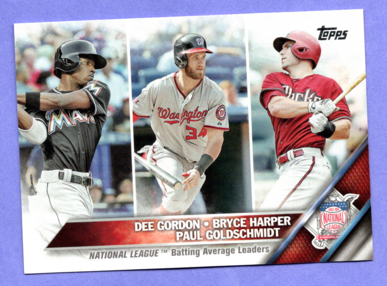 2016 Topps 338 NL Batting Average Leaders Gordon / Harper