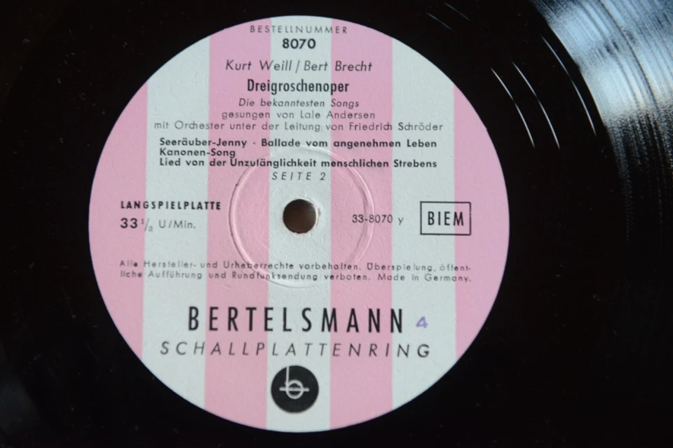 Kurt Weill  Bert Brecht  Lale Andersen Friedrich Schröder ‎Dreigroschenoper - Bild 3 von 4