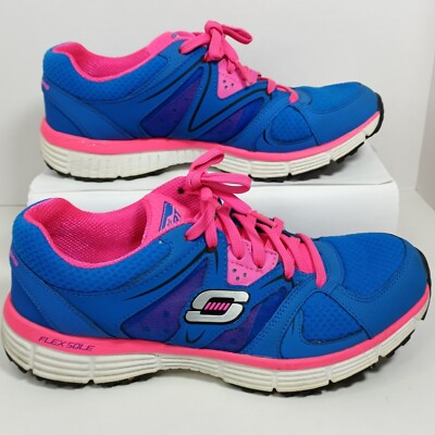 Skechers Sport Flex Sole Blue Pink Sneakers Running Walking 11785 Women's  9.5