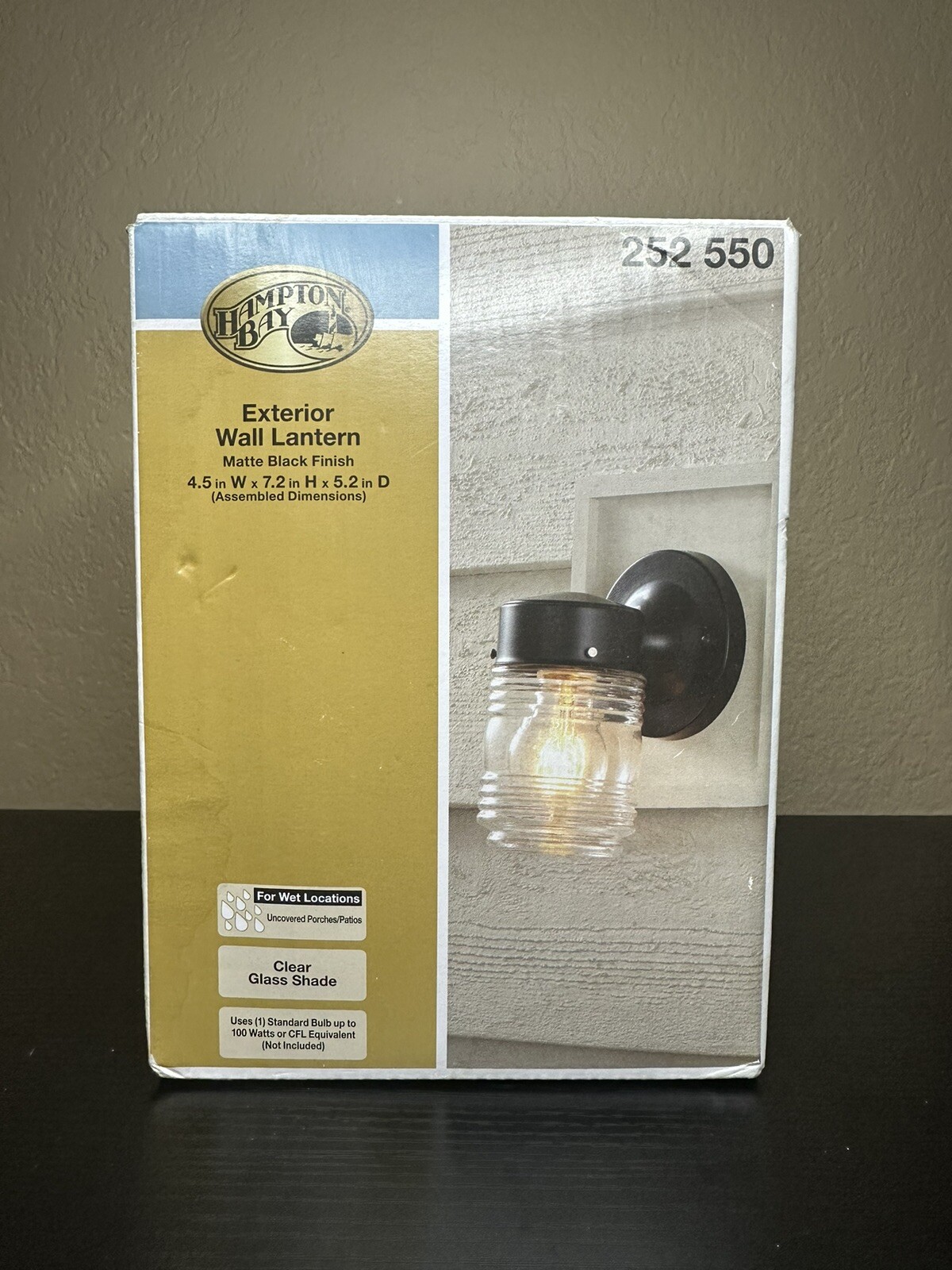 Hampton Bay Exterior Wall Lantern Outdoor Porch Light Black Jelly Jar