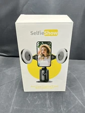 Auto Face Tracking Tripod with 2 Selfie Ring Light, 360° Rotation Face Body