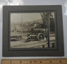 Antique Steam Road Roller Mounted Occupational Photograph Heavy Equipment 