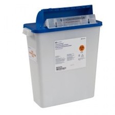 PharmaSafety Pharma Waste Container 3 Gal 16.5x13.75x6" White/Blue Side Entry 10