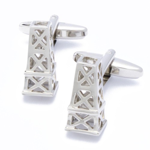 Cufflinks - Oil platform Drilling rig Silver-coloured - - 18mm x 9mm -