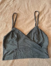 Boohoo Grey Strappy Cami Bralette Top V Neck Crossover Style Top / Size 10