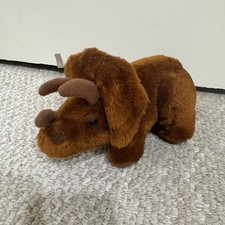 Vintage Dakin Triceratops Dinosaur Rhino Plush Stuffed Animal 1980 Brown 9.5  