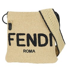 FENDI Pack Slim Clutch Small Handbag Raffia Beige