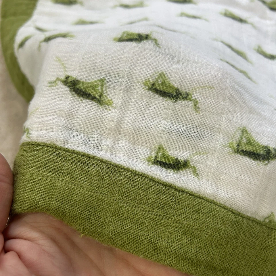 Milkbarn Grasshopper Lovey Baby Security Blanket Green White Rayon Bamboo - Image 3 of 4