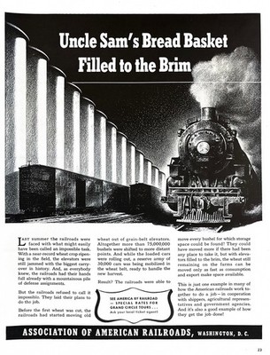 1941 AMERICAN RAILROAD Original Vintage Print Ad Train Locomotive Uncle Sam