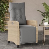 Poly Rattan Gartensessel Mit FußTeil Verstellbar Beige FüR Terrasse
