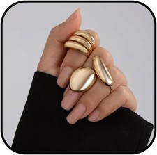 Chunky Gold Rings for Women Statement Stackable Set Adjustable Chunky...