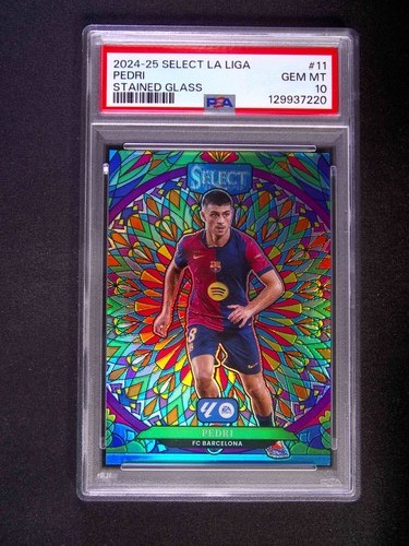 2024-25 Panini Select La Liga Pedri #11 Spain Stained Glass Case Hit SSP PSA 10