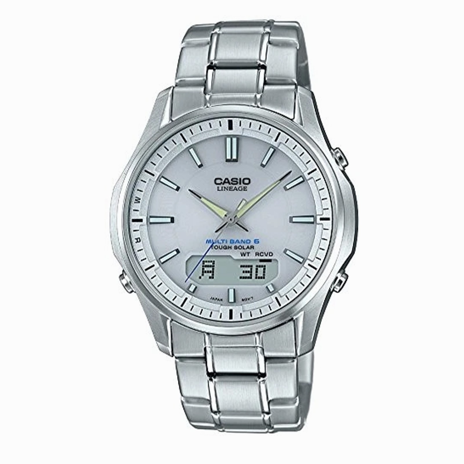 CASIO LINEAGE LCW-M100DE-7AJF White Silver Solar Atomic Stainless Men's Watch